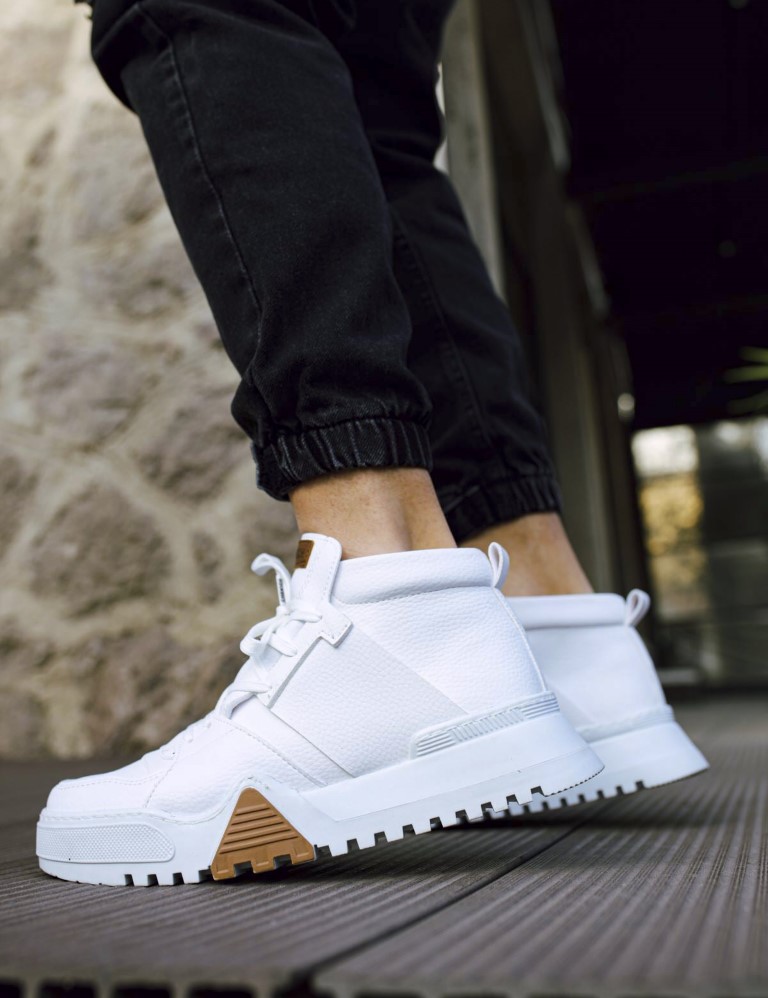 Ανδρικά λευκά Casual μποτάκια τρακτερωτή σόλα CH057L φωτογραφία